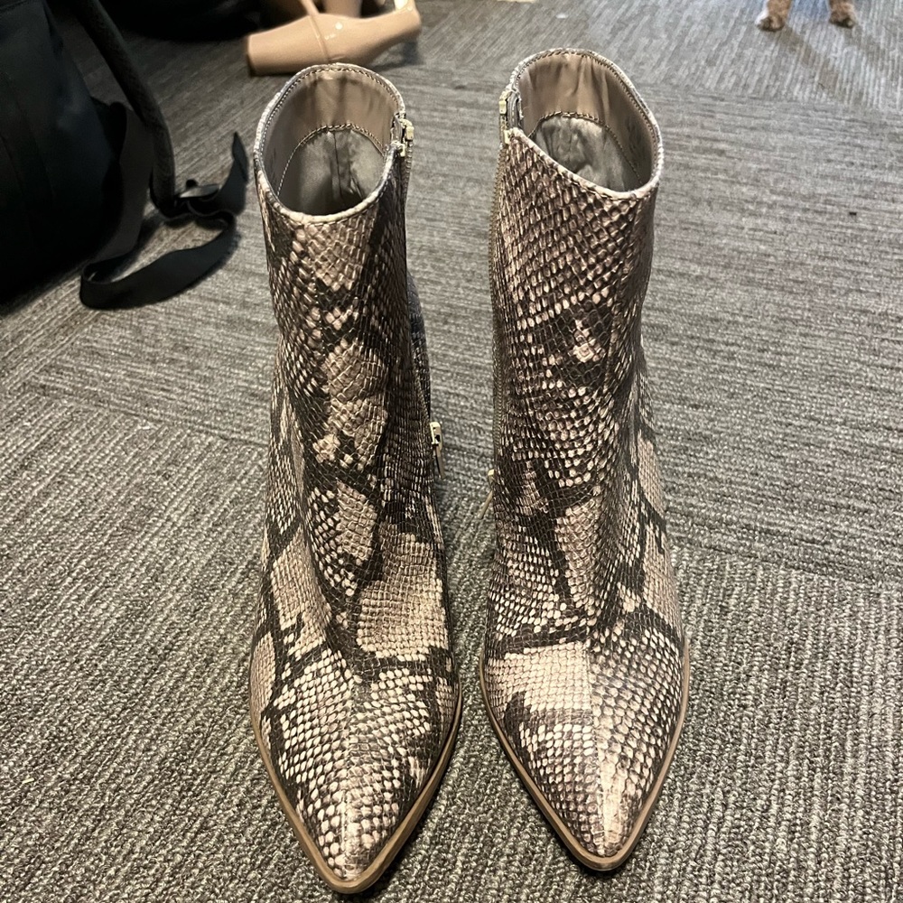 Faux snake skin booties